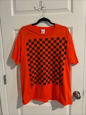 Orange Checkerboard Graphic Tee - Port Company